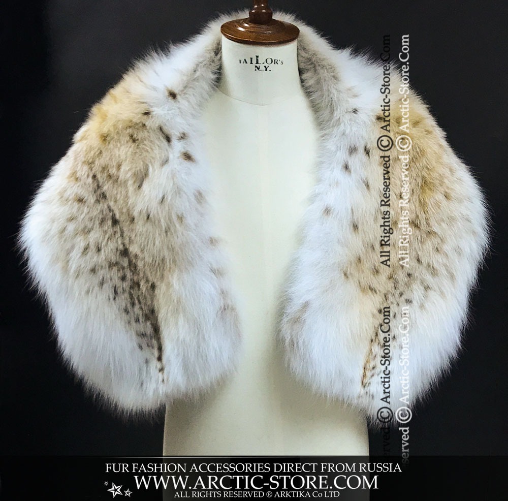 Handcrafted Romanov pelerine in Russian lynx fur, no closure, showing pure pelt flow and volume.