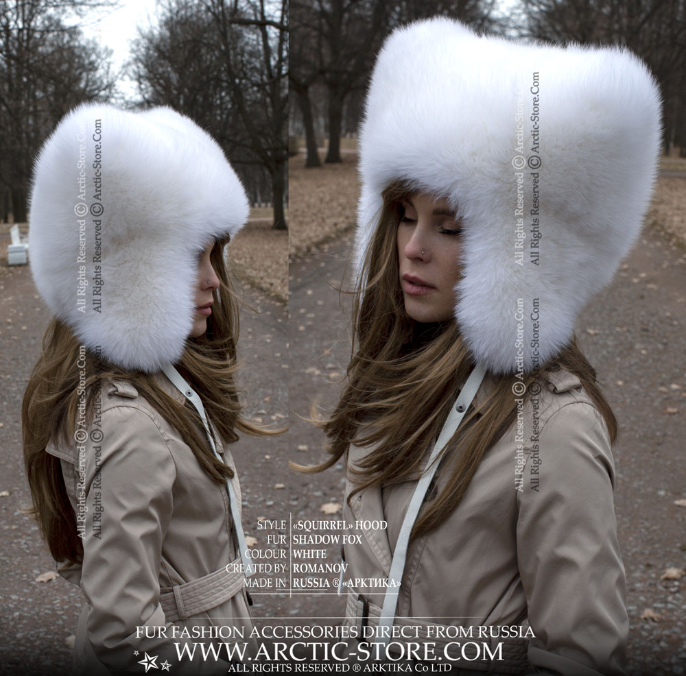 &quot;Squirrel&quot; Hat, White fox