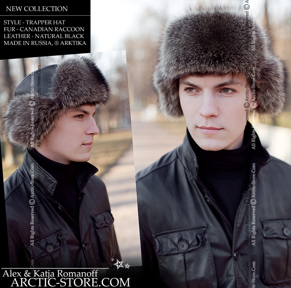 MEN’S TRAPPER HAT · CANADIAN RACCOON FUR · LEATHER