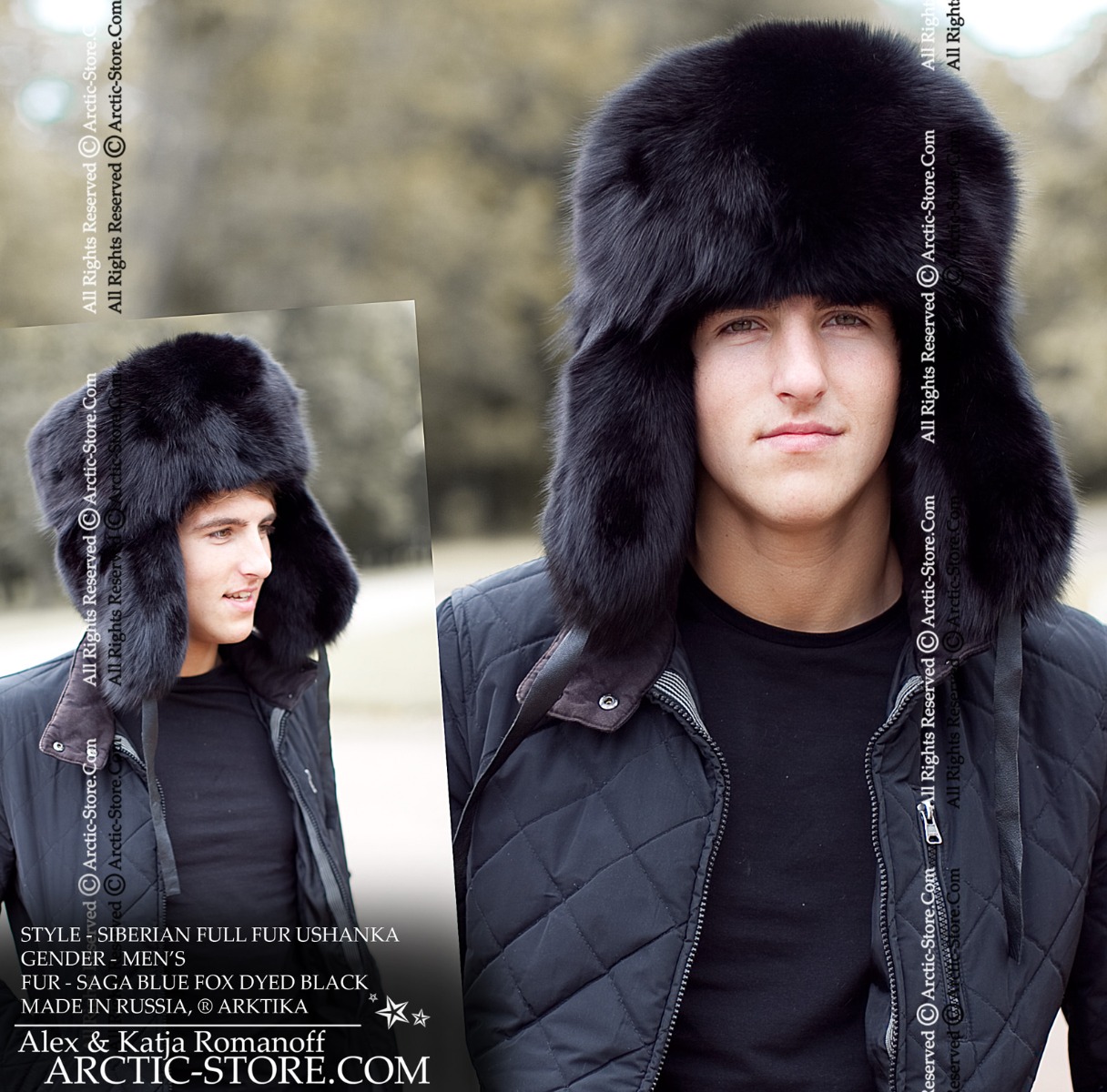 Siberian ushanka, black fox