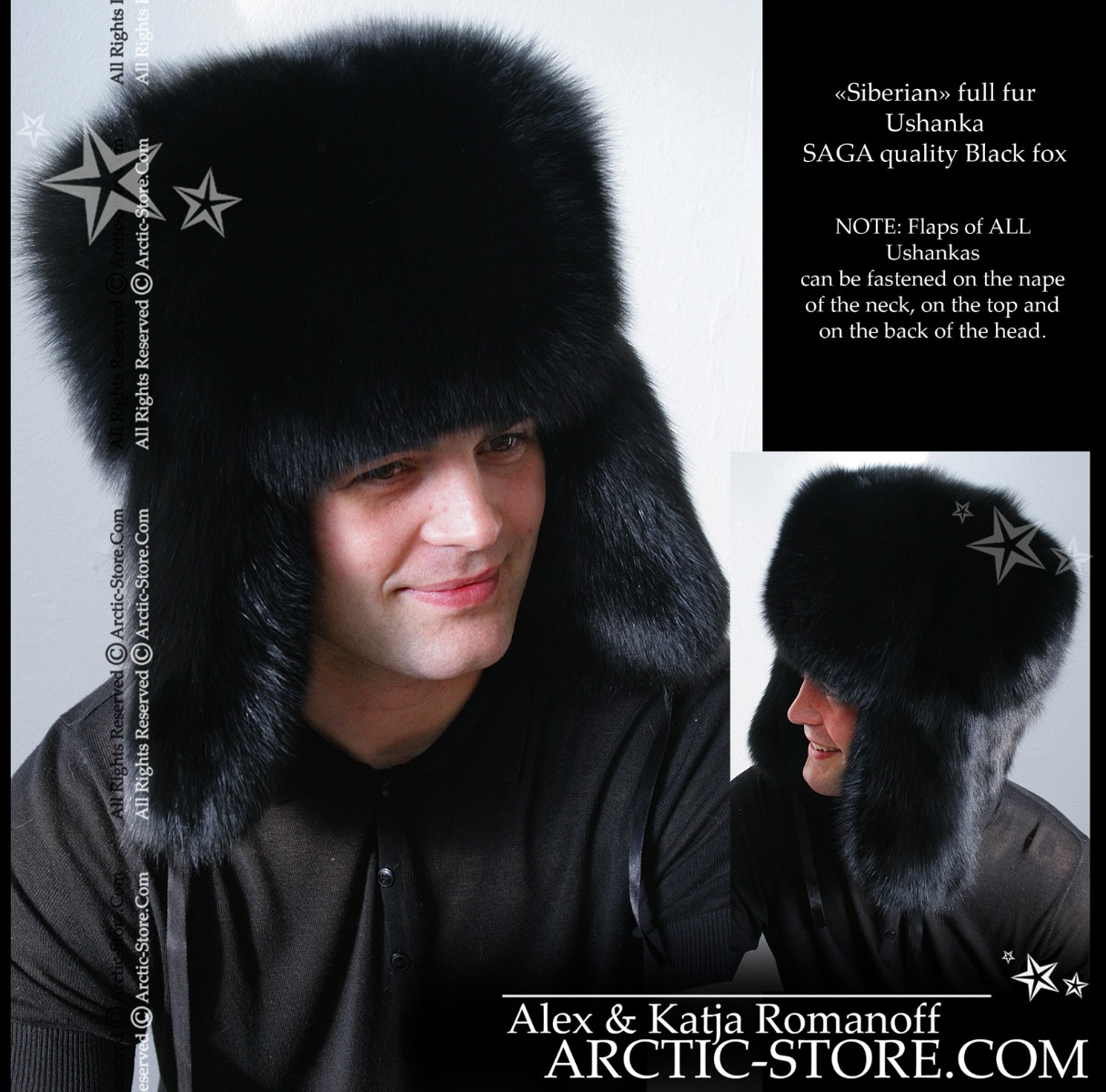 Siberian ushanka, black fox