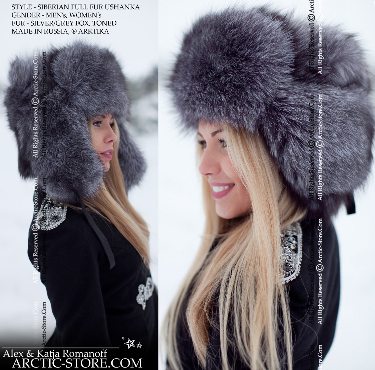 Siberian ushanka, silver/grey fox