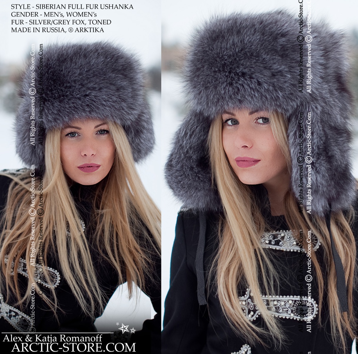 Siberian ushanka, silver/grey fox