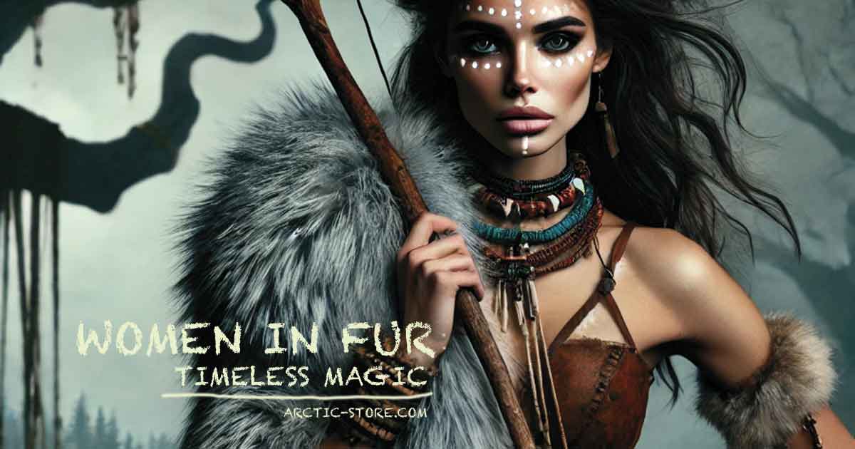 Woman in fur with tribal makeup and accessories - timeless beauty and attraction.